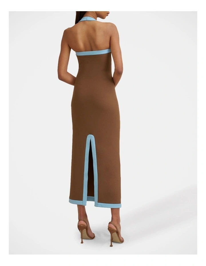 Colette Halter Midi Dress in Brown image 2