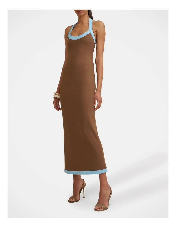 Colette Halter Midi Dress in Brown image 3