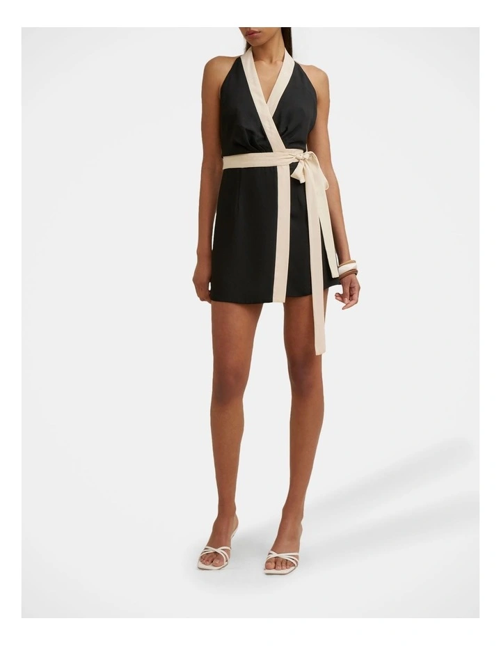 Azaria Wrap Mini Dress in Black image 3