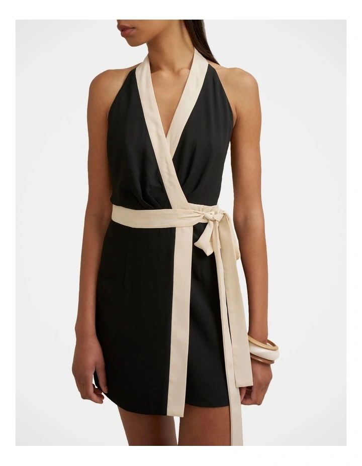 Azaria Wrap Mini Dress in Black image 4