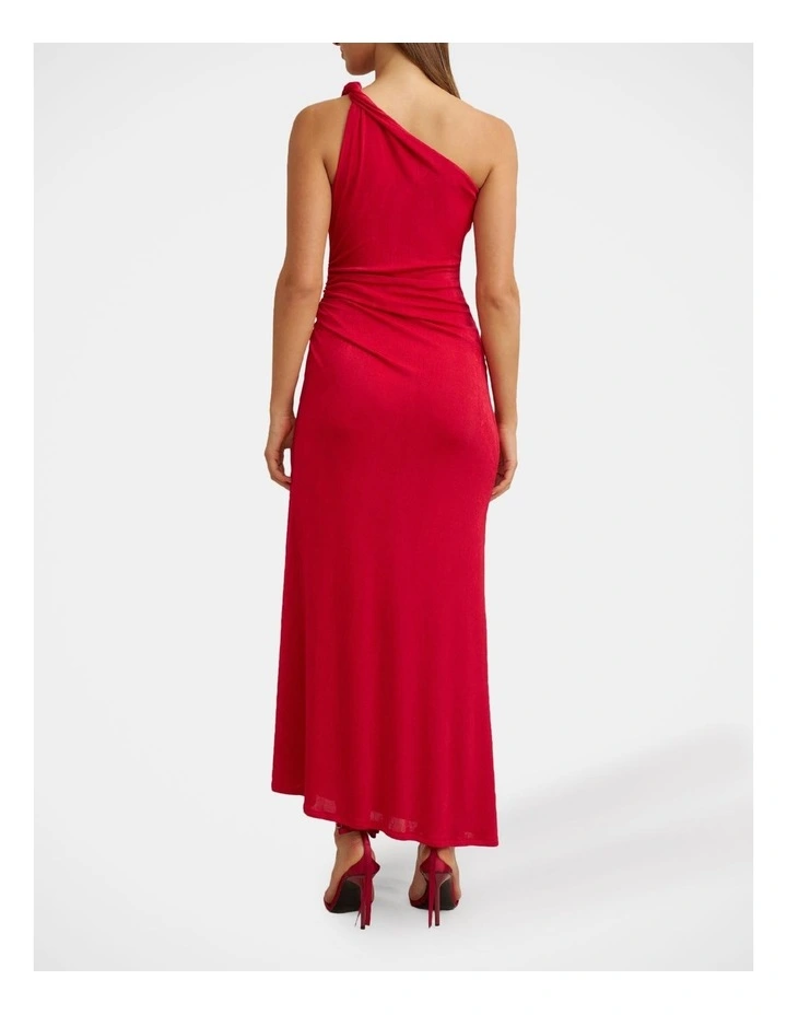 Carmine One Shoulder Dress in Red image 2