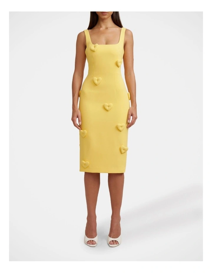 Amora Heart Midi Dress in Yellow image 1