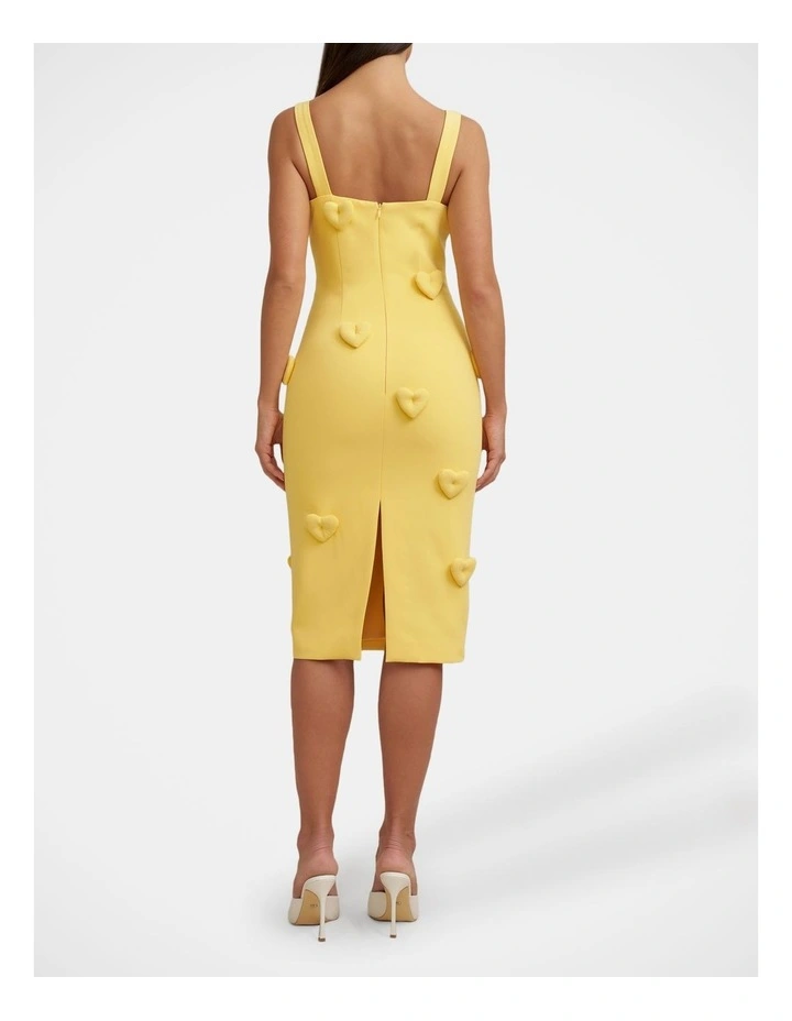 Amora Heart Midi Dress in Yellow image 2