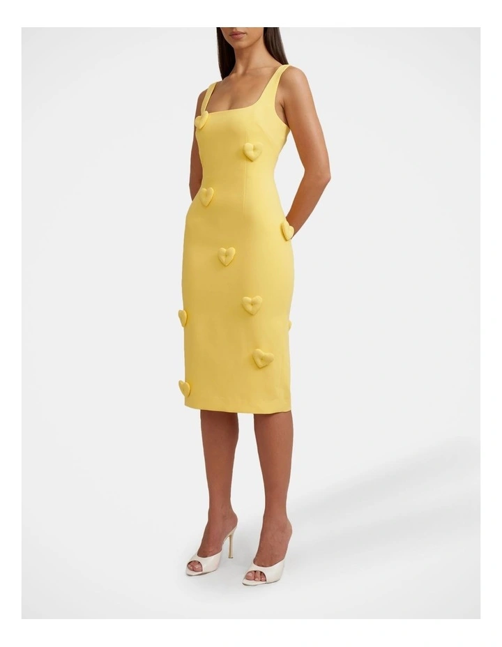 Amora Heart Midi Dress in Yellow image 3