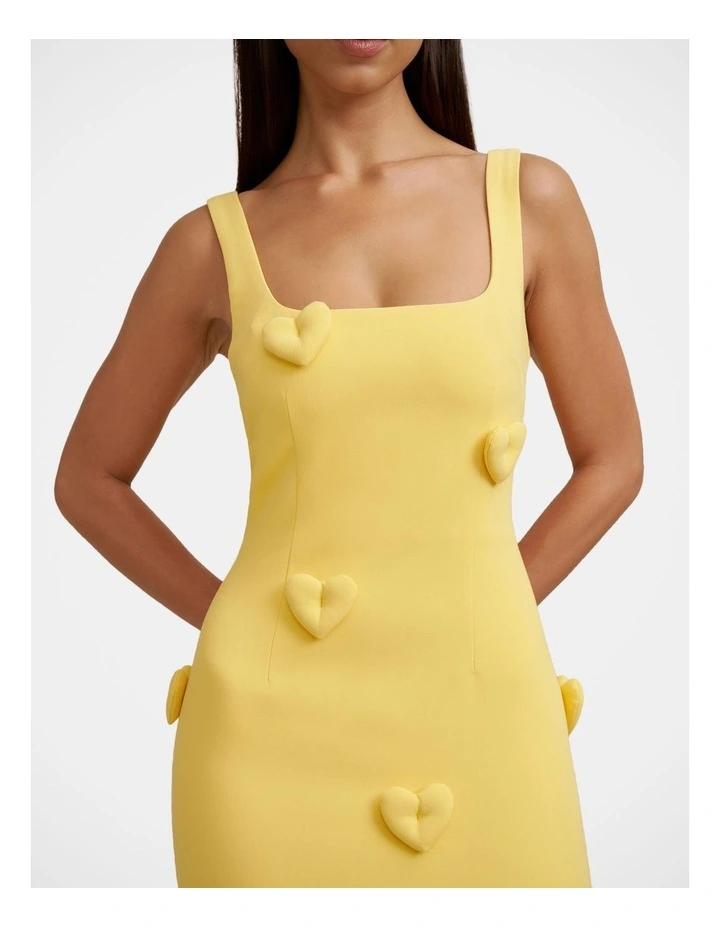 Amora Heart Midi Dress in Yellow image 4