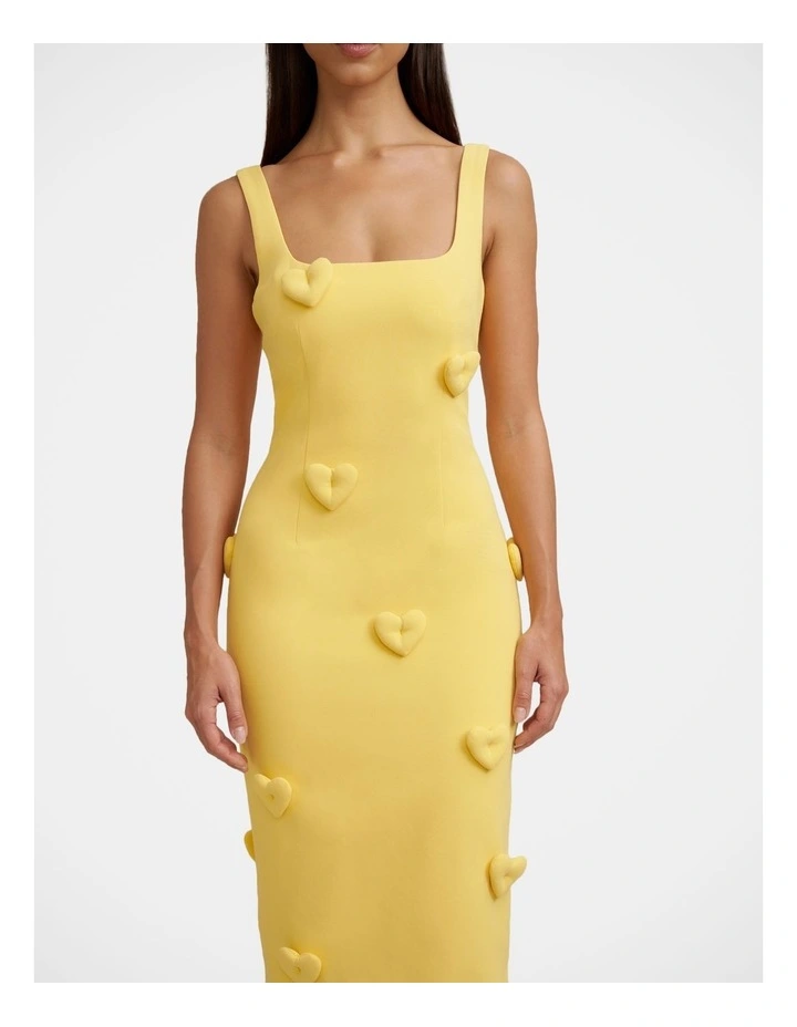 Amora Heart Midi Dress in Yellow image 5