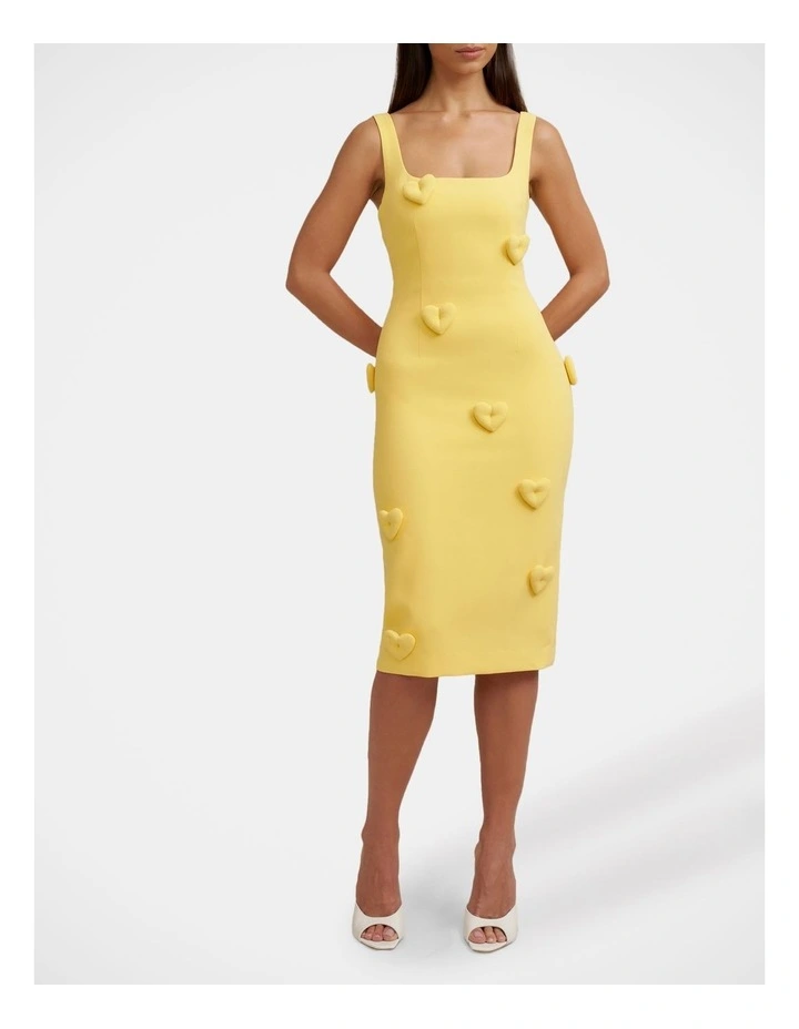 Amora Heart Midi Dress in Yellow image 6