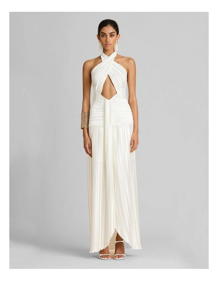 Ariana Plisse Dress in White image 1