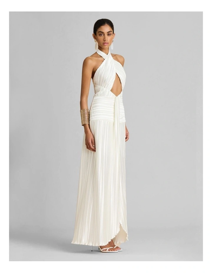 Ariana Plisse Dress in White image 3