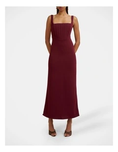 Basia Bodice Midi Dress in Red