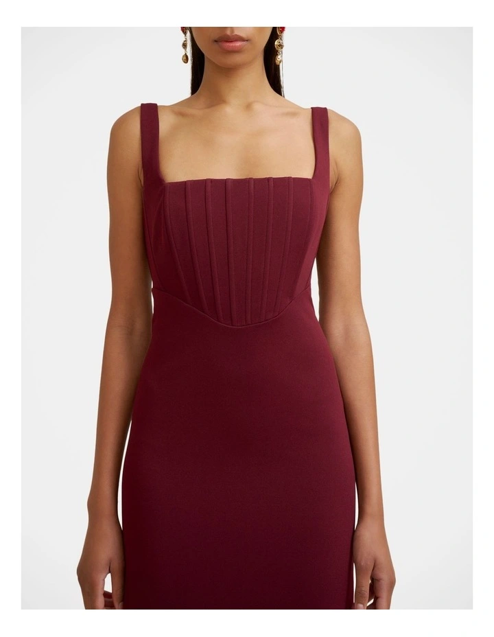 Basia Bodice Midi Dress in Red image 4