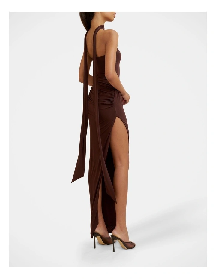 Claire Strapless Drape Dress in Brown image 2