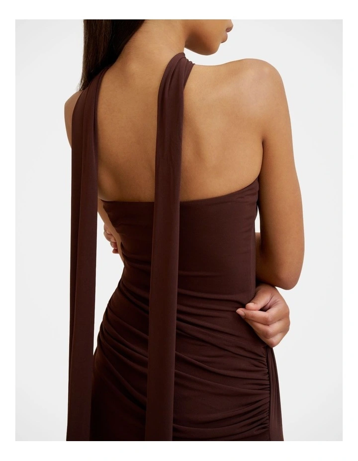 Claire Strapless Drape Dress in Brown image 4