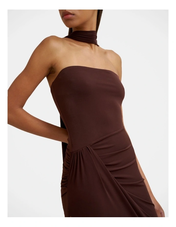 Claire Strapless Drape Dress in Brown image 6