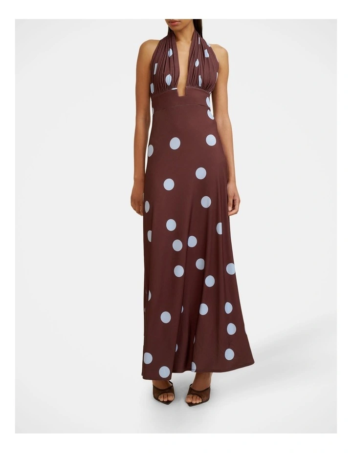 Paloma Polka Ankle Dress in Brown image 1