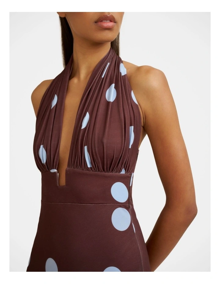 Paloma Polka Ankle Dress in Brown image 6