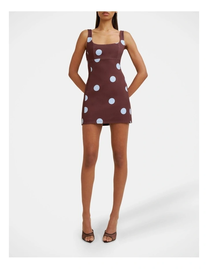 Paloma Polka Mini Dress in Brown image 1