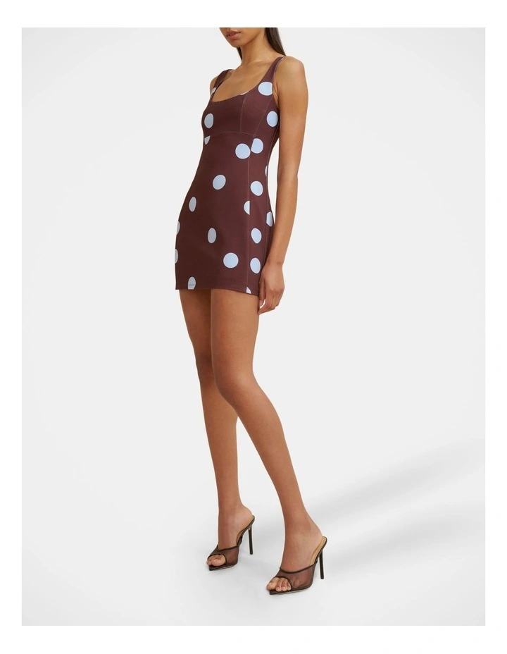 Paloma Polka Mini Dress in Brown image 3