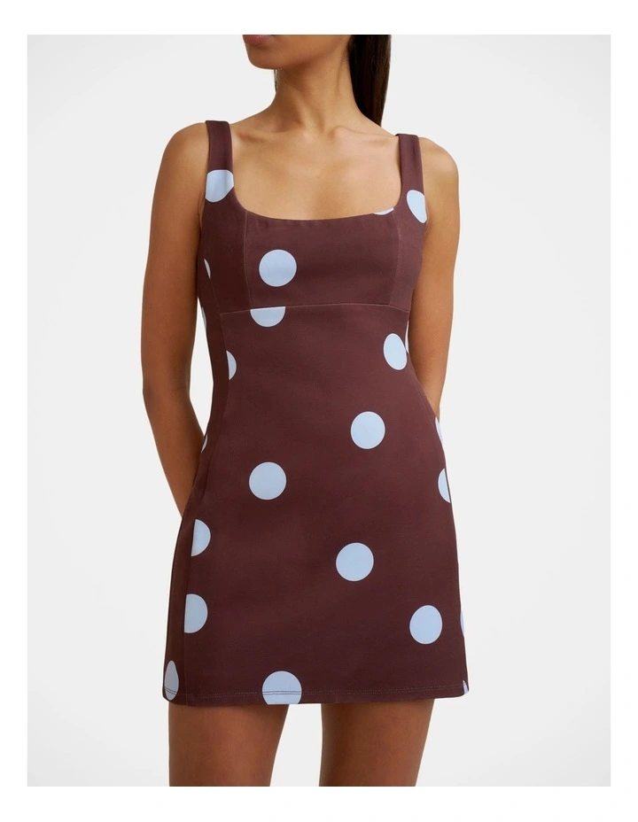 Paloma Polka Mini Dress in Brown image 4
