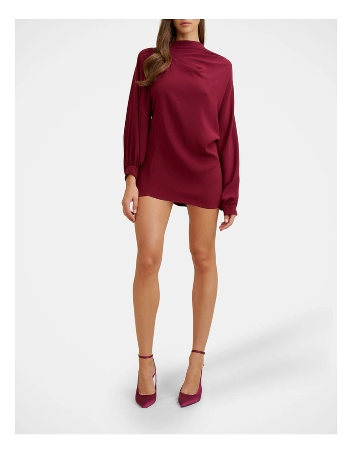 Nicola Mini Dress in Burgundy image 1