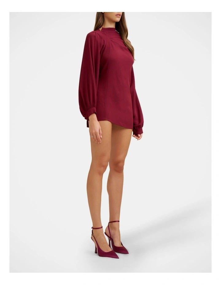 Nicola Mini Dress in Burgundy image 3