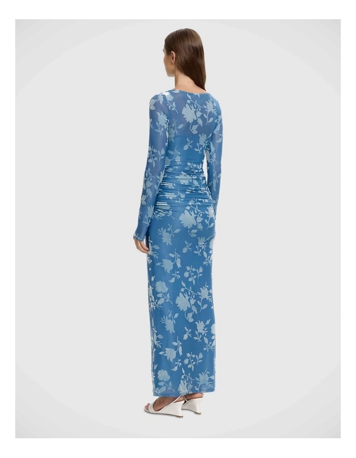 Edina Long Sleeve Dress in Steel Floral Print image 2