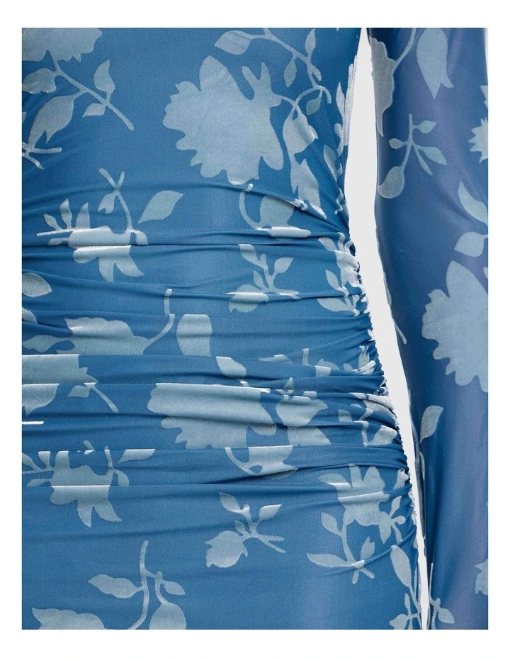 Edina Long Sleeve Dress in Steel Floral Print image 4