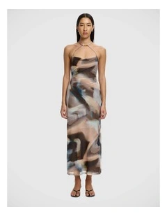 Lex Mesh Dress in Liquid Stone