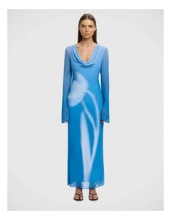 Zhavia Long Sleeve Maxi Dress in Dancing Tulip