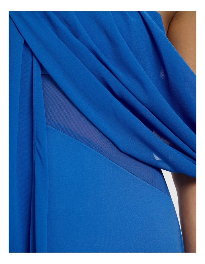 Edda Asymmetric Sleeve Dress in Cosmic Blue image 4