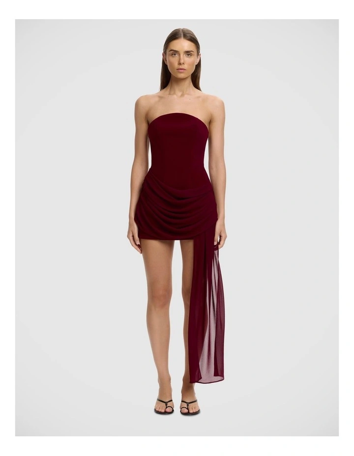 Edda Strapless Mini Dress in Berry image 1