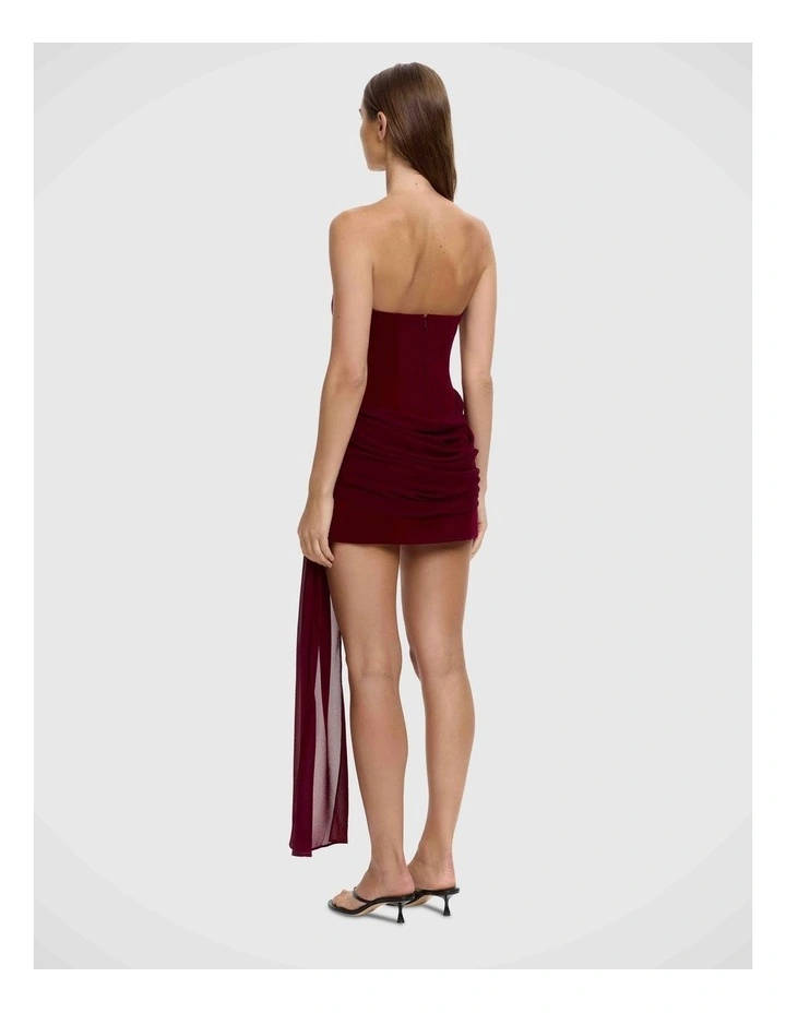 Edda Strapless Mini Dress in Berry image 2