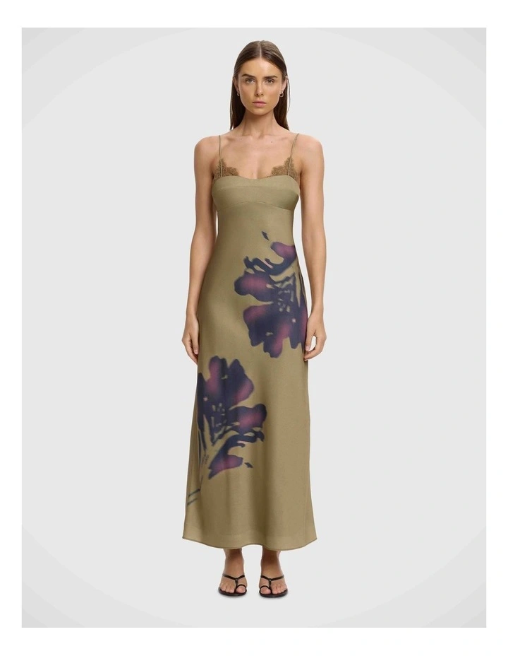 Tily Maxi Dress in Olive Stencil image 1