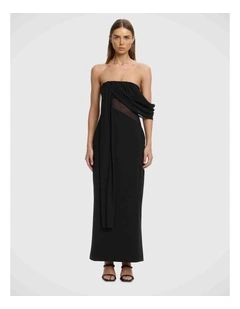 Edda Asymmetric Sleeve Dress in Black