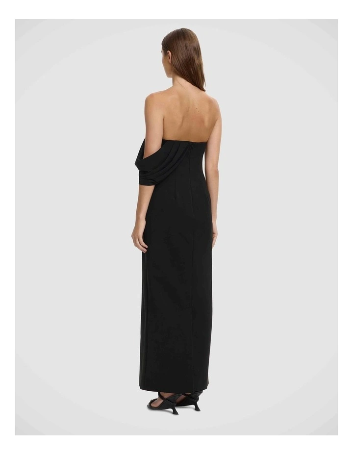 Edda Asymmetric Sleeve Dress in Black image 2