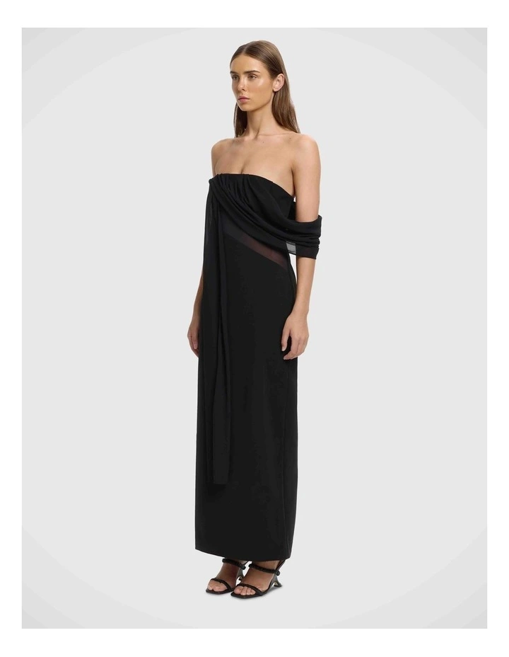 Edda Asymmetric Sleeve Dress in Black image 3