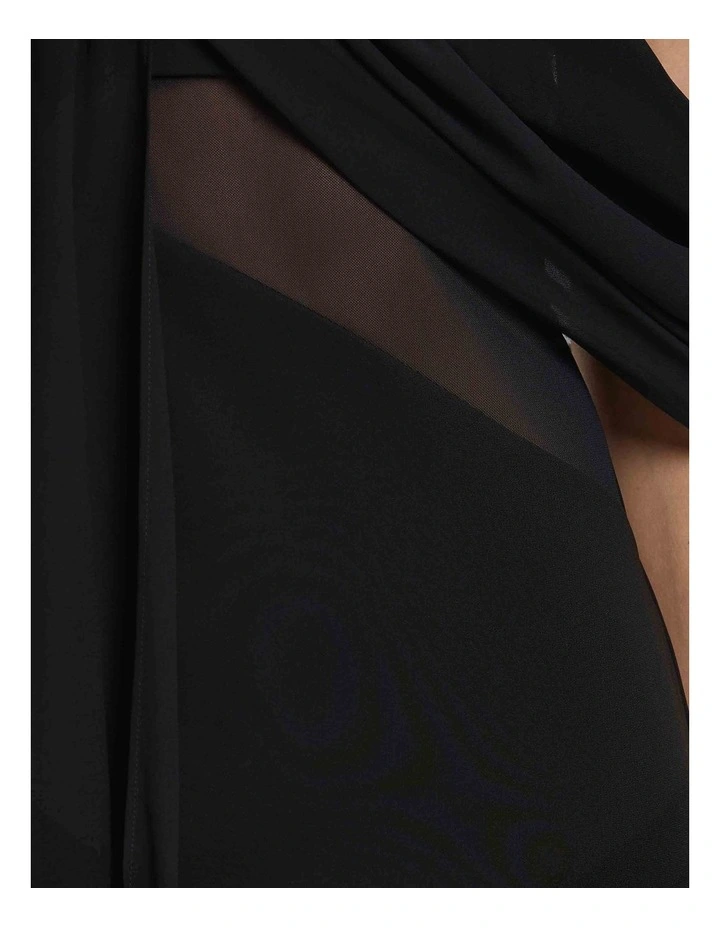 Edda Asymmetric Sleeve Dress in Black image 4