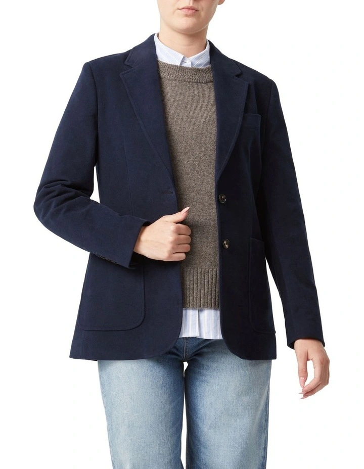 Beechworth Moleskin Blazer in Blue image 1