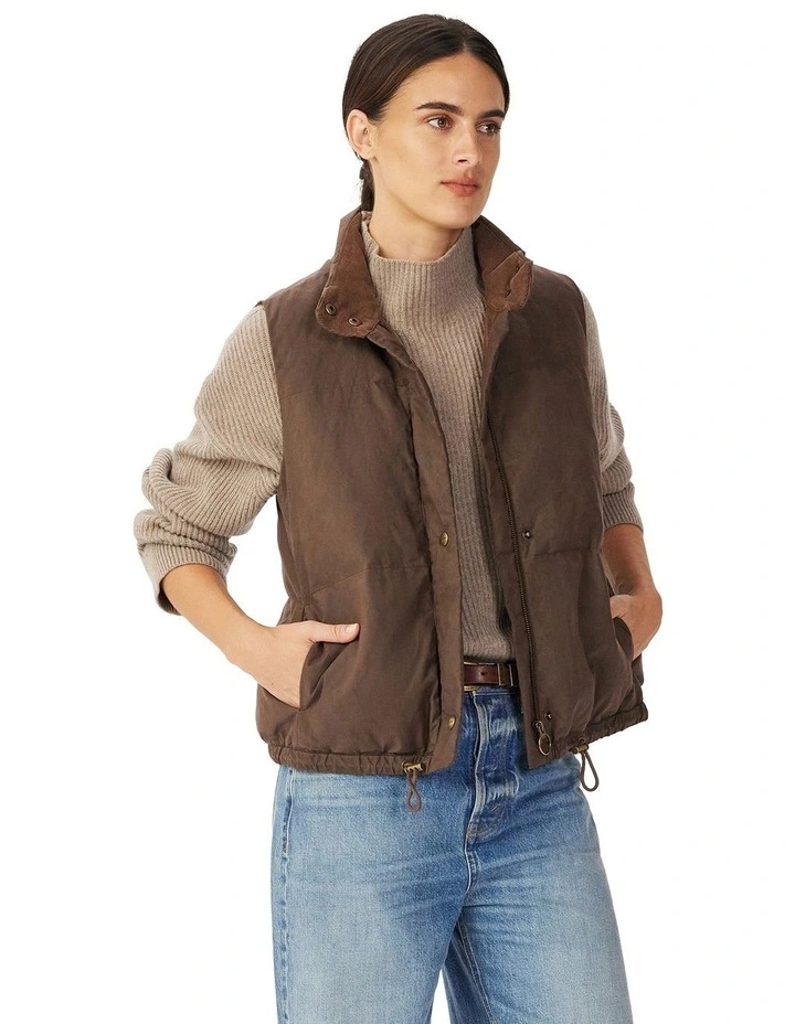 Penzance Waxed Vest in Brown image 1