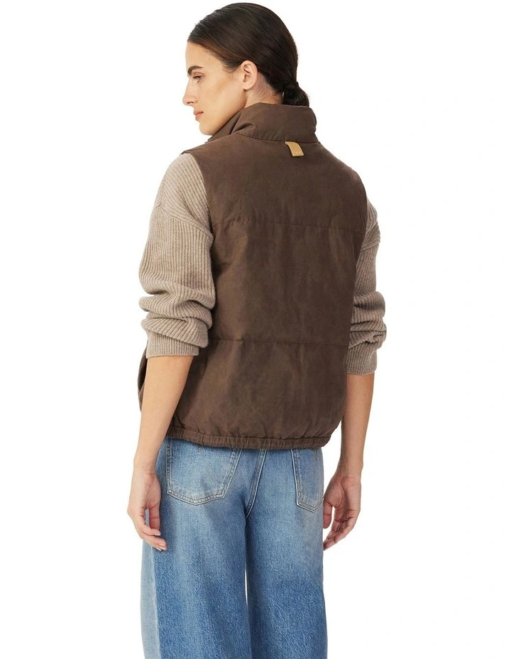 Penzance Waxed Vest in Brown image 2