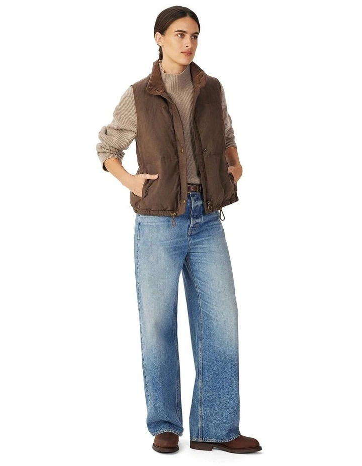 Penzance Waxed Vest in Brown image 3