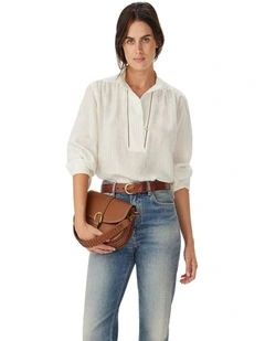 Lawrie Linen Stripe Shirt in Blue White