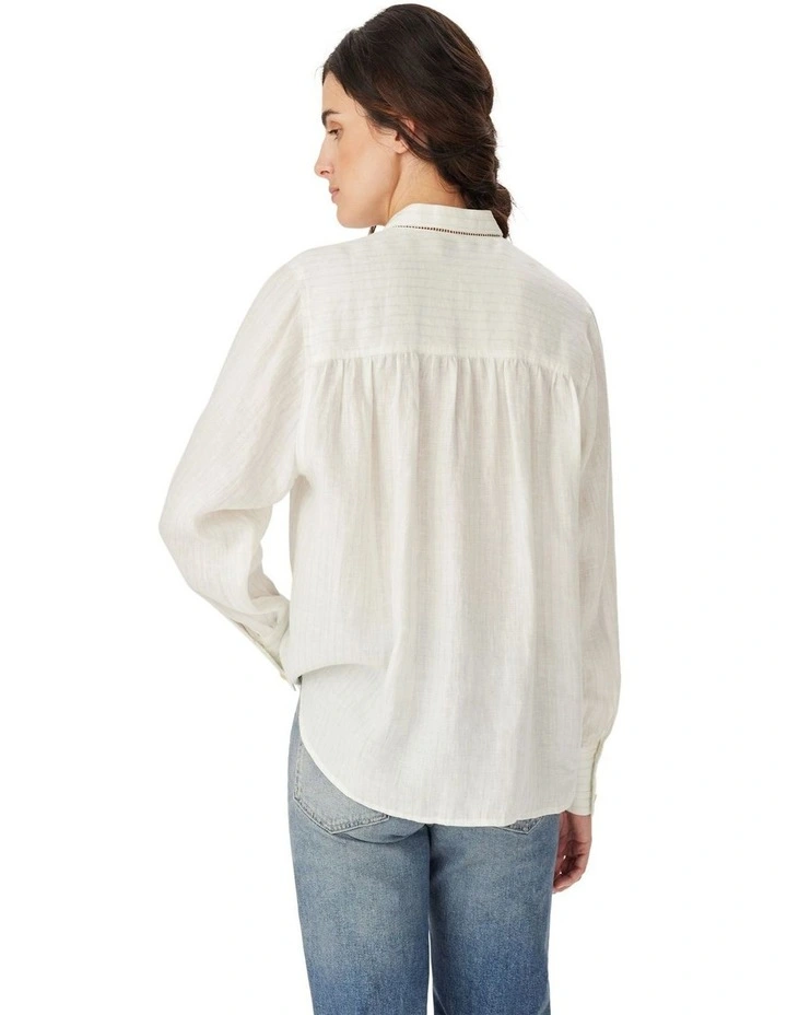 Lawrie Linen Stripe Shirt in Blue White image 2