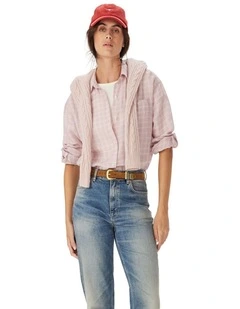 Hopeland Linen Check Shirt in Ice Pink