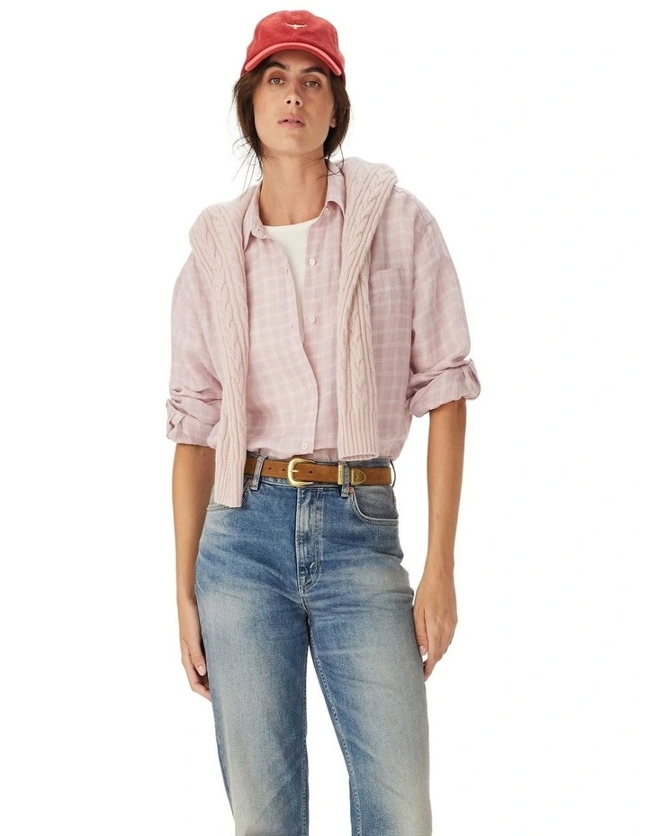 Hopeland Linen Check Shirt in Ice Pink image 1