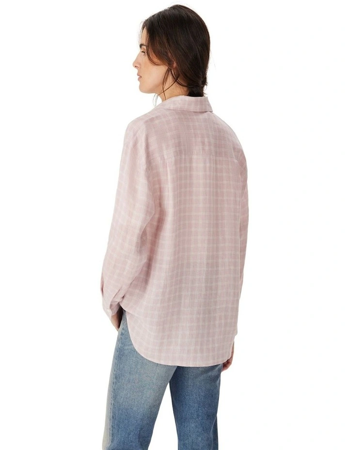 Hopeland Linen Check Shirt in Ice Pink image 2