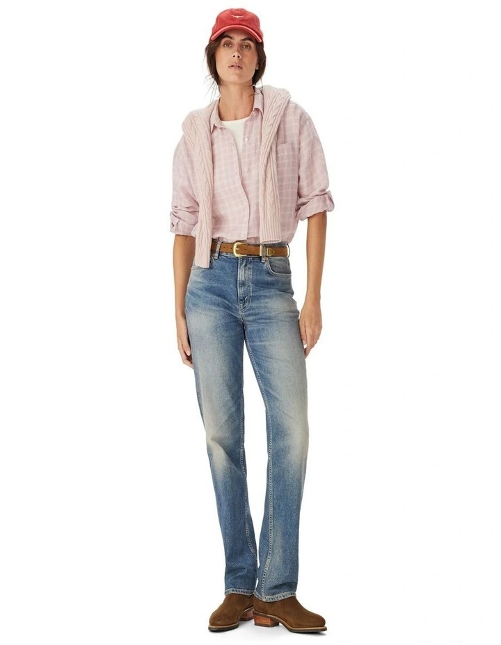 Hopeland Linen Check Shirt in Ice Pink image 3