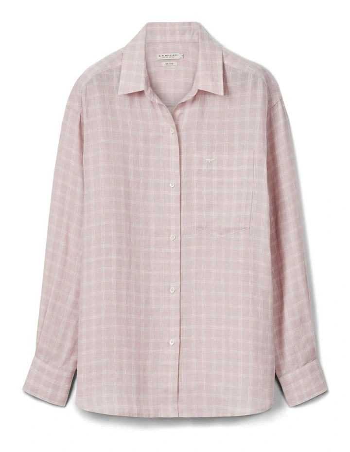 Hopeland Linen Check Shirt in Ice Pink image 4