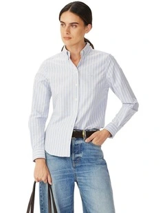 Olney Oxford Stripe Shirt in Blue