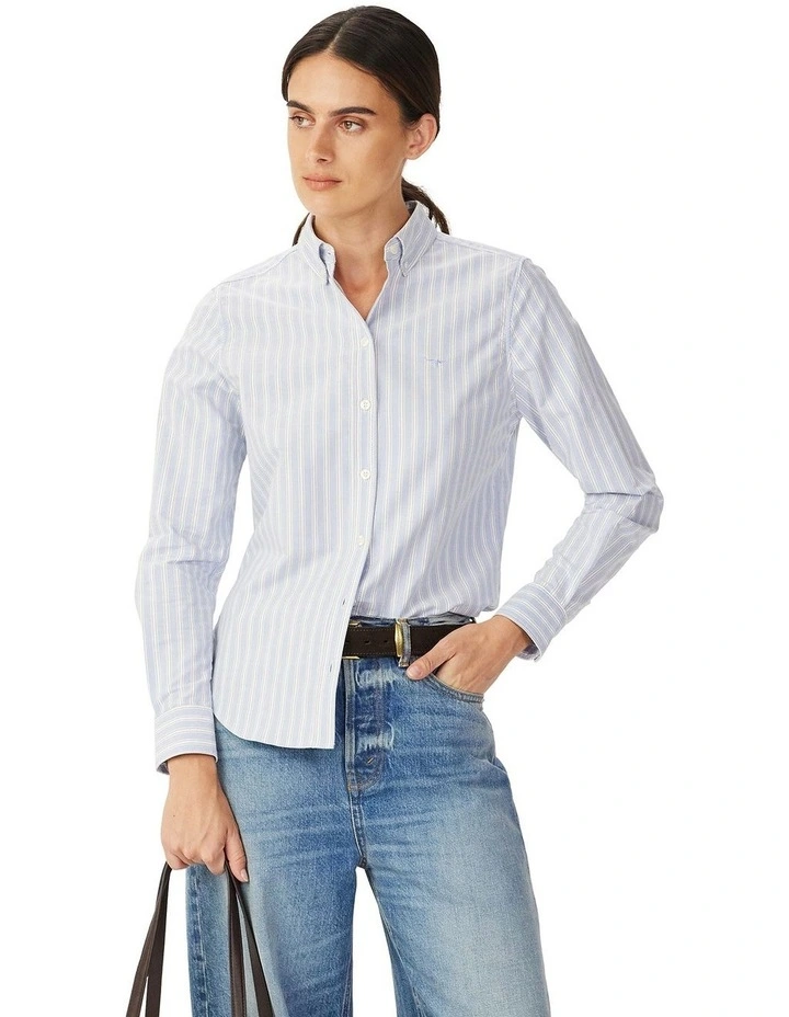 Olney Oxford Stripe Shirt in Blue image 1
